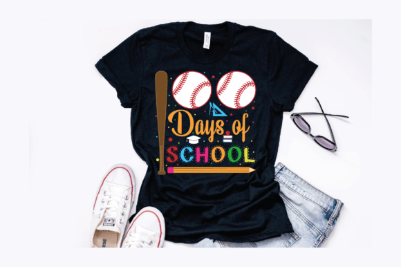 100 Days of School Baseball Design for T-Shirt and Graphic Use