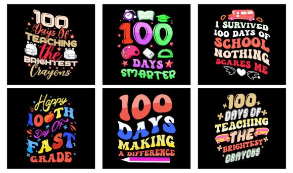 100 Days of School T-Shirt Design Bundle: A Graphic Design Asset for Crafters