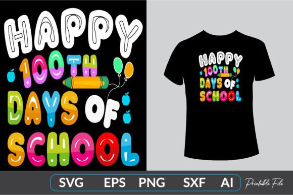 100 Days School T Shirt Design Graphics