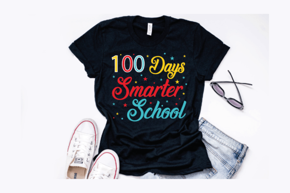 100 Days Smarter School Design: A Graphic Asset for T-Shirt and Merchandise Creators