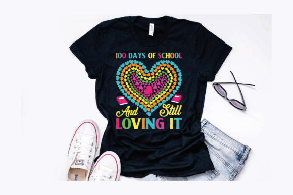 Cute 100 Days of School Hearts Design: A Versatile Graphic for T-Shirt Creations