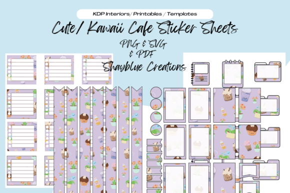 Cute Kawaii Planner Sticker Sheets: Graphics & Print Templates