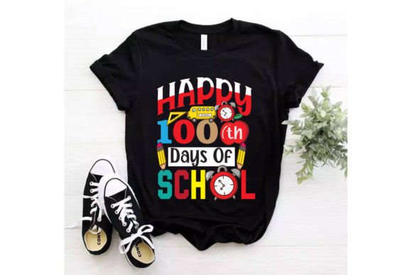 Happy 100 Day of School T-shirt Tamplat: Graphics & Print Templates