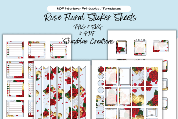 Hearts and Rose Floral Planner Sticker Graphics