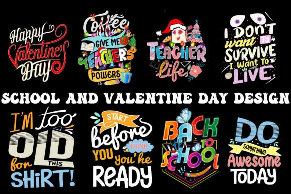 School Day and Valentine Day Design Graphics