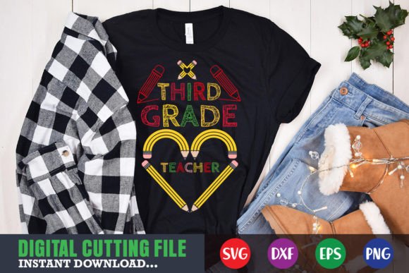 Third Grade Teacher SVG: Graphics for Print Templates