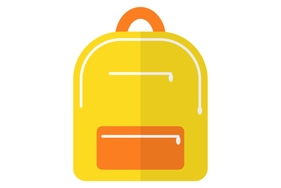 Yellow Backpack Flat Icon. School Bag Sy Graphics